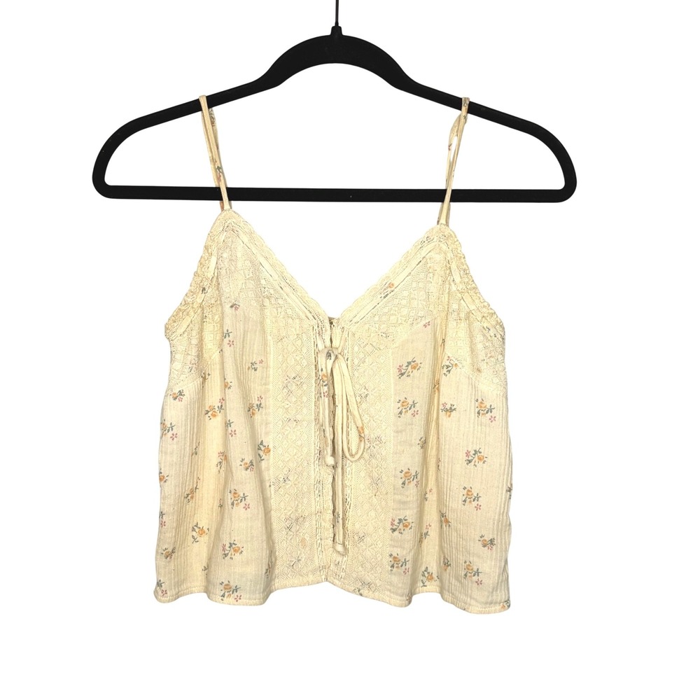 American Eagle Y2K Floral Lace Corset Cami Tank Top Small